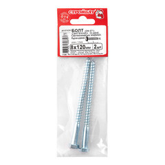 Болт сантехнический 8х120 мм DIN 571 оцинкованный (2 шт.) - фото 3