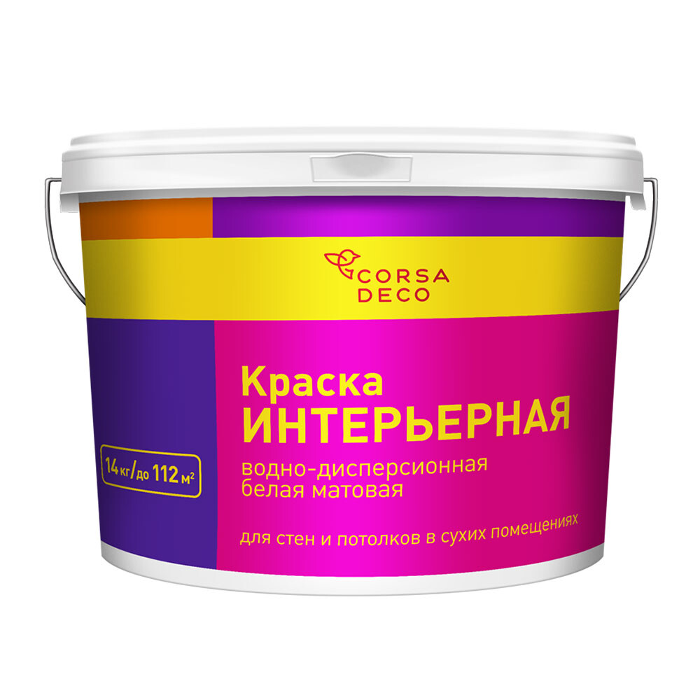 Изображение товара Интерьерная водно-дисперсионная краска Corsa Deco белая 14 кг для стен и потолков
