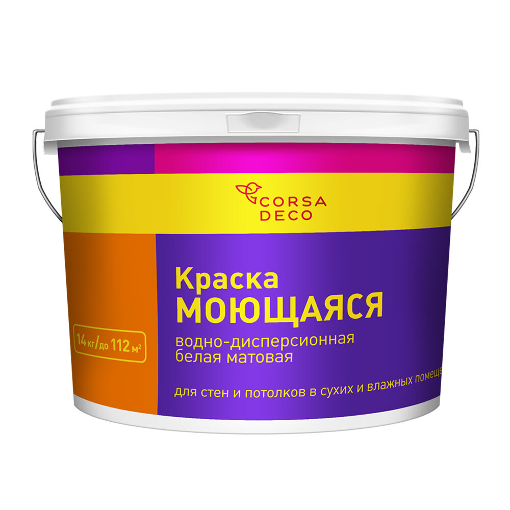 Изображение товара Краска моющаяся Corsa Deco белая 14 кг для внутренних работ