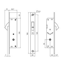 Замок врезной Punto LR-201F для легких дверей крестообразный хром 3 ключа - фото 2