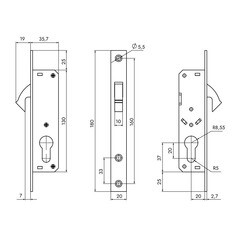Замок врезной Punto LR-201C для легких дверей цилиндровый хром - фото 4