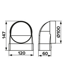 Соединитель угловой пластиковый для плоских воздуховодов 60х120 мм с круглыми d100 мм - фото 3