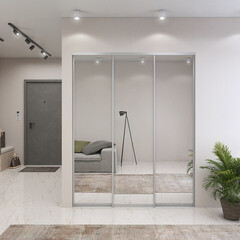 Дверь-купе 783x2552 мм зеркало/серебро Elegant - фото 3