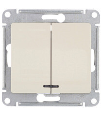 Выключатель Systeme Electric Glossa двухклавишный встраиваемый бежевый с подсветкой (GSL000253) - фото 1