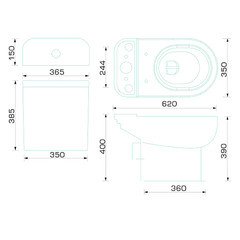 Унитаз-компакт Gesso Home de luxe W103 с горизонтальным выпуском с сиденьем дюропласт микролифт белый (9 015 618) - фото 8