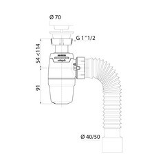 Сифон для мойки Wirquin Neo Air System 1 1/2х40 мм с выпуском d70 мм с соединением 40/50 мм (30987083) - фото 3