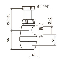 Сифон для раковины Wirquin Pro 1 1/4х40 мм без выпуска (30718036) - фото 2