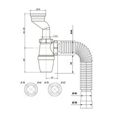 Сифон для писсуара Wirquin 1 1/4х40 мм с выпуском d40/46 мм с соединением 40/50 мм (30987106) - фото 3