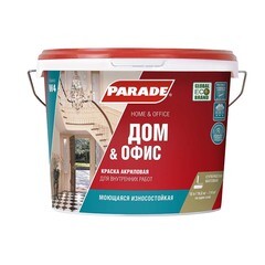 Изображение товара Краска моющаяся Parade W4 Дом & Офис база А белая 9 л