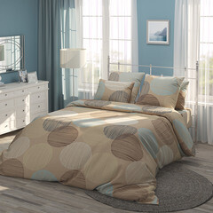 Комплект постельного белья Евро бязь Самойловский текстиль Капучино мультиколор с простыней 220х240 см - фото 2