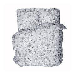 Изображение товара Комплект постельного белья 1,5-спальный бязь Самойловский текстиль Утро черно-белый с простыней 145х220 см