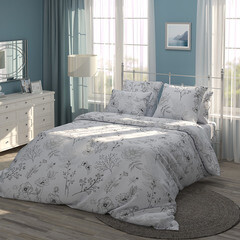 Комплект постельного белья Евро бязь Самойловский текстиль Утро мультиколор с простыней 220х240 см - фото 2