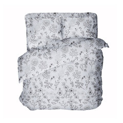 Изображение товара Комплект постельного белья 2-спальный бязь Самойловский текстиль Утро черно-белый с простыней 180х220 см