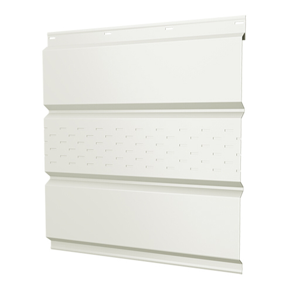 Изображение товара Металлический софит Grand Line с центральной перфорацией 2000х357х0,45 мм белый RAL 9003