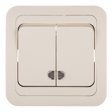 Выключатель Makel Mimoza двухклавишный встраиваемый бежевый с подсветкой (25023)