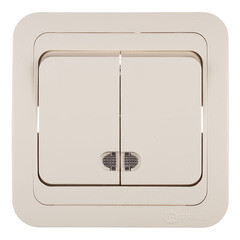 Выключатель Makel Mimoza двухклавишный встраиваемый бежевый с подсветкой (25023) - фото 1