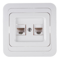 Изображение товара Розетка компьютерная Makel Mimoza встраиваемая белая 2хRJ45 (12036)