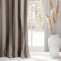 Штора рогожка капучино 200х270 см Волшебная Ночь Зебра (777131) - фото 2