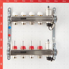 Коллекторная группа с расходомерами Tiemme 1 ВР(г) х 4 выхода 3/4 НР(ш) ЕК х 1 ВР(г) - фото 3