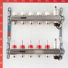 Коллекторная группа с расходомерами Tiemme 1 ВР(г) х 5 выходов 3/4 НР(ш) ЕК х 1 ВР(г) - фото 3