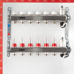 Коллекторная группа с расходомерами Tiemme 1 ВР(г) х 6 выходов 3/4 НР(ш) ЕК х 1 ВР(г) - фото 4