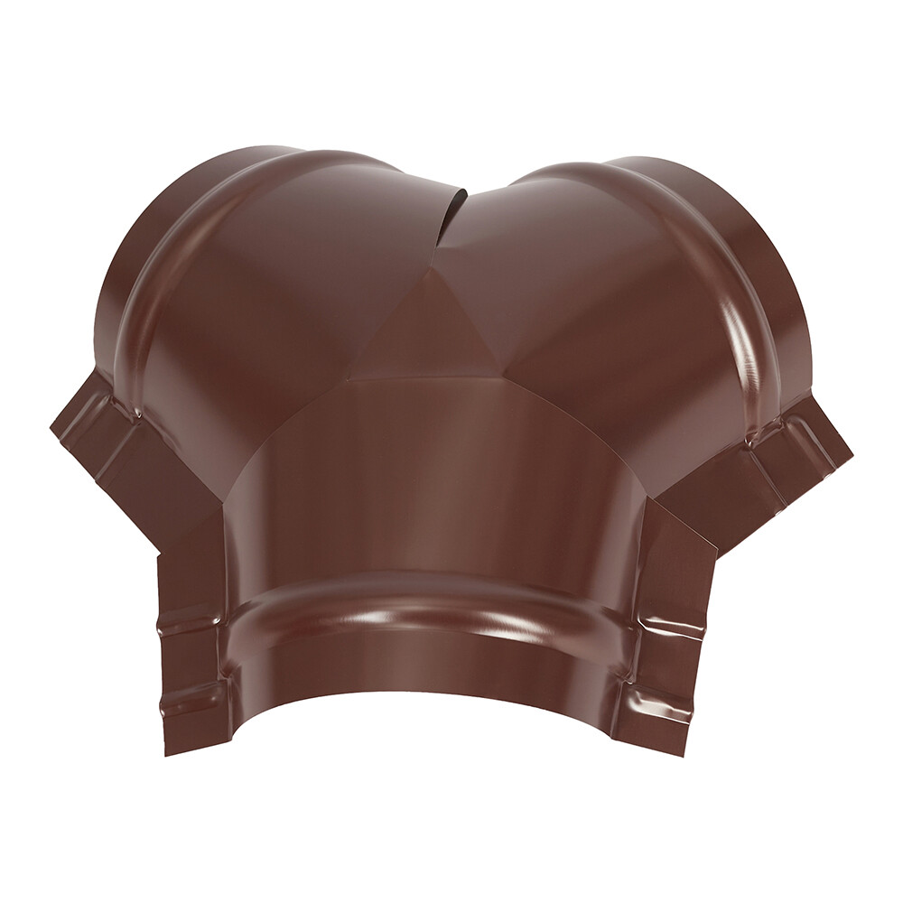 Изображение товара Тройник Y конька полукруглого коричневого цвета RAL 8017 для кровли из металлочерепицы