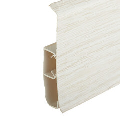 Плинтус ПВХ напольный Wimar Quadro 100 мм дуб белый 2200 мм Г-профиль со съемной панелью - фото 2