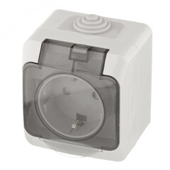 Розетка Systeme Electric Этюд накладная серая со шторками с крышкой (PA16-044C) - фото 3