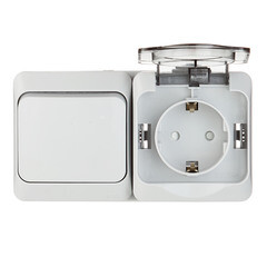 Блок выключатель и розетка Systeme Electric Этюд одноклавишный накладной серый (BPA16-241C) - фото 3