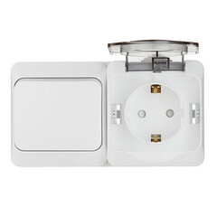 Блок переключатель и розетка Systeme Electric Этюд одноклавишный накладной белый (BPA16-246B) - фото 3