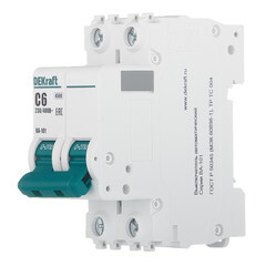 Автоматический выключатель модульный Dekraft BA-101 2P 6А тип C 4,5 кА 230/400 В (11064DEK) - фото 3