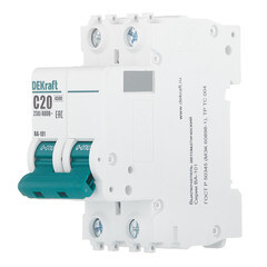 Автоматический выключатель модульный Dekraft BA-101 2P 20А тип C 4,5 кА 230/400 В (11067DEK) - фото 3