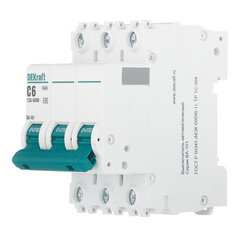 Автоматический выключатель модульный Dekraft BA-101 3P 6А тип C 4,5 кА 230/400 В (11076DEK) - фото 2