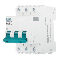 Автоматический выключатель модульный Dekraft BA-101 3P 20А тип C 4,5 кА 230/400 В (11079DEK) - фото 2