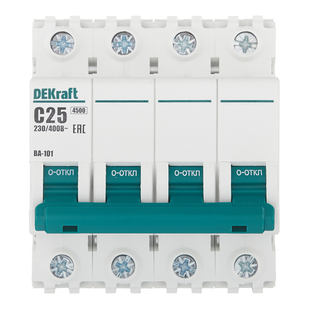 Автоматический выключатель модульный Dekraft BA-101 4Р 25А тип C 4,5 кА 230/400 В (11092DEK)