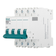 Автоматический выключатель модульный Dekraft BA-101 4Р 63А тип C 4,5 кА 230/400 В (11096DEK) - фото 2