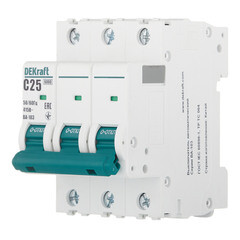 Автоматический выключатель модульный Dekraft BA-103 3P 25А тип C 6 кА 230/400 В (12307DEK) - фото 2