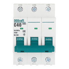 Автоматический выключатель модульный Dekraft BA-103 3P 40А тип C 6 кА 230/400 В (12309DEK) - фото 1