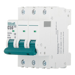 Автоматический выключатель модульный Dekraft BA-103 3P 50А тип C 6 кА 230/400 В (12310DEK) - фото 3