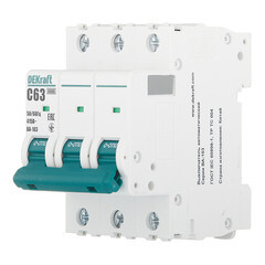 Автоматический выключатель модульный Dekraft BA-103 3P 63А тип C 6 кА 230/400 В (12311DEK) - фото 3