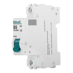 Автоматический выключатель модульный Dekraft BA-101 1P 6А тип B 4,5 кА 230/400 В (11004DEK) - фото 2