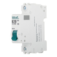Автоматический выключатель модульный Dekraft BA-101 1P 20А тип B 4,5 кА 230/400 В (11007DEK) - фото 3