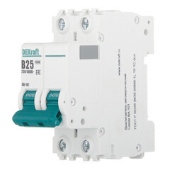 Автоматический выключатель модульный Dekraft BA-101 2P 25А тип B 4,5 кА 230/400 В (11020DEK) - фото 2
