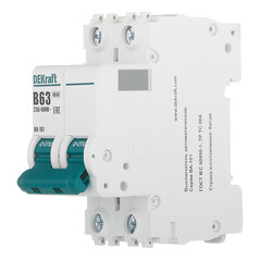 Автоматический выключатель модульный Dekraft BA-101 2P 63А тип B 4,5 кА 230/400 В (11024DEK) - фото 3