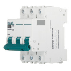 Автоматический выключатель модульный Dekraft BA-101 3P 10А тип B 4,5 кА 230/400 В (11029DEK) - фото 2