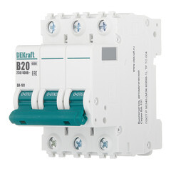 Автоматический выключатель модульный Dekraft BA-101 3P 20А тип B 4,5 кА 230/400 В (11031DEK) - фото 3