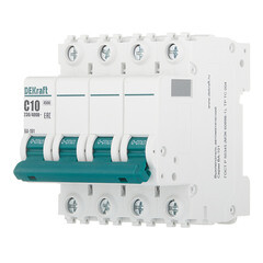 Автоматический выключатель модульный Dekraft BA-101 4Р 10А тип C 4,5 кА 230/400 В (11089DEK) - фото 3