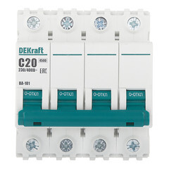 Изображение товара Автоматический выключатель модульный Dekraft BA-101 4Р 20А тип C 4,5 кА 230/400 В (11091DEK)