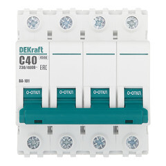Изображение товара Автоматический выключатель модульный Dekraft BA-101 4Р 40А тип C 4,5 кА 230/400 В (11094DEK)