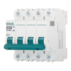 Автоматический выключатель модульный Dekraft BA-101 4Р 50А тип C 4,5 кА 230/400 В (11095DEK) - фото 3